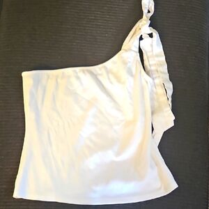 Sunday in Brooklyn Asymmetrical Tie Front Cream Tank Top